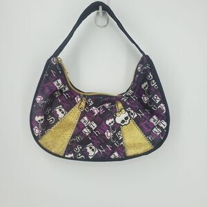 Monster High Over Shoulder Black, Purple,Gold, And White Zip-up Purse